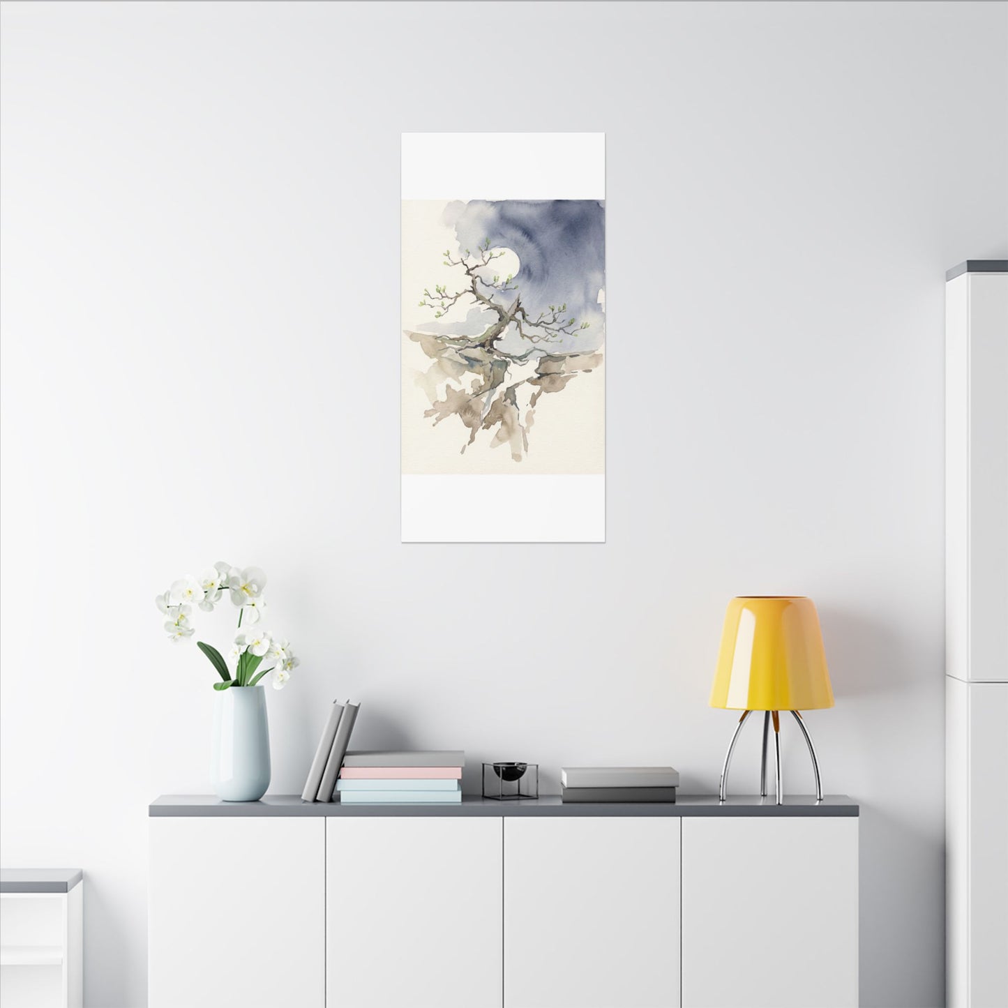 Moonlight Pine Tree Canvas Art - Japandi Ma