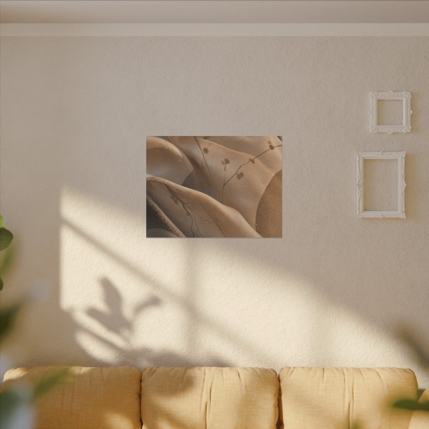 Japandi Silk Drape in Golden Hour | Japanese Pattern Canvas Art