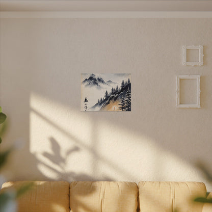 Mountain Mist Canvas Art | Winter Zen Ukiyo E Inspired Art