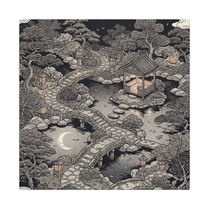 Moonlit Garden Ukiyo E Inspired Canvas Art | Serene Zen Art