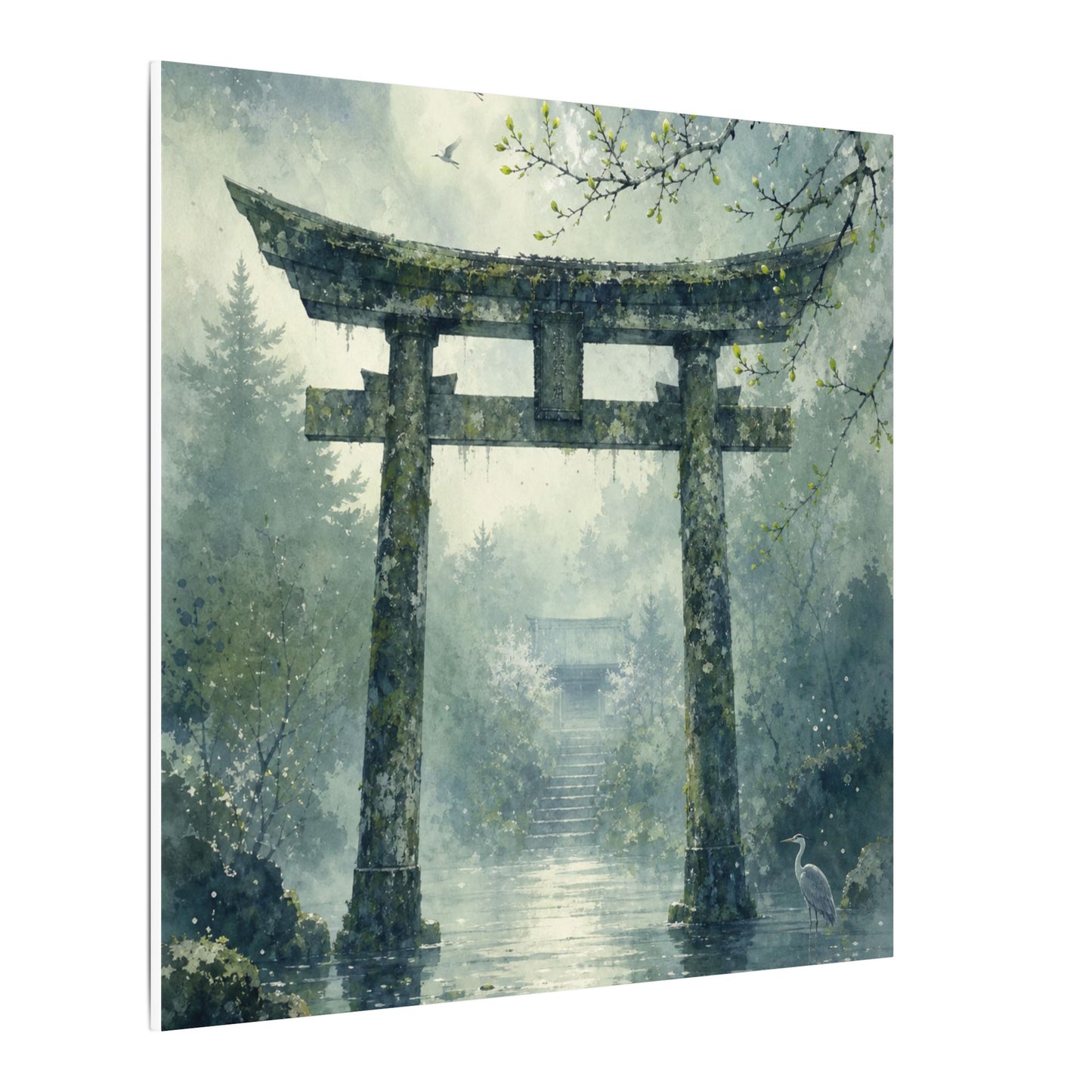 Earthy Torii Gate Canvas Art - Watercolor Japandi