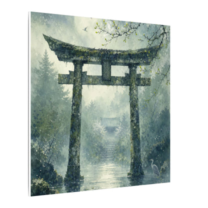Earthy Torii Gate Canvas Art - Watercolor Japandi