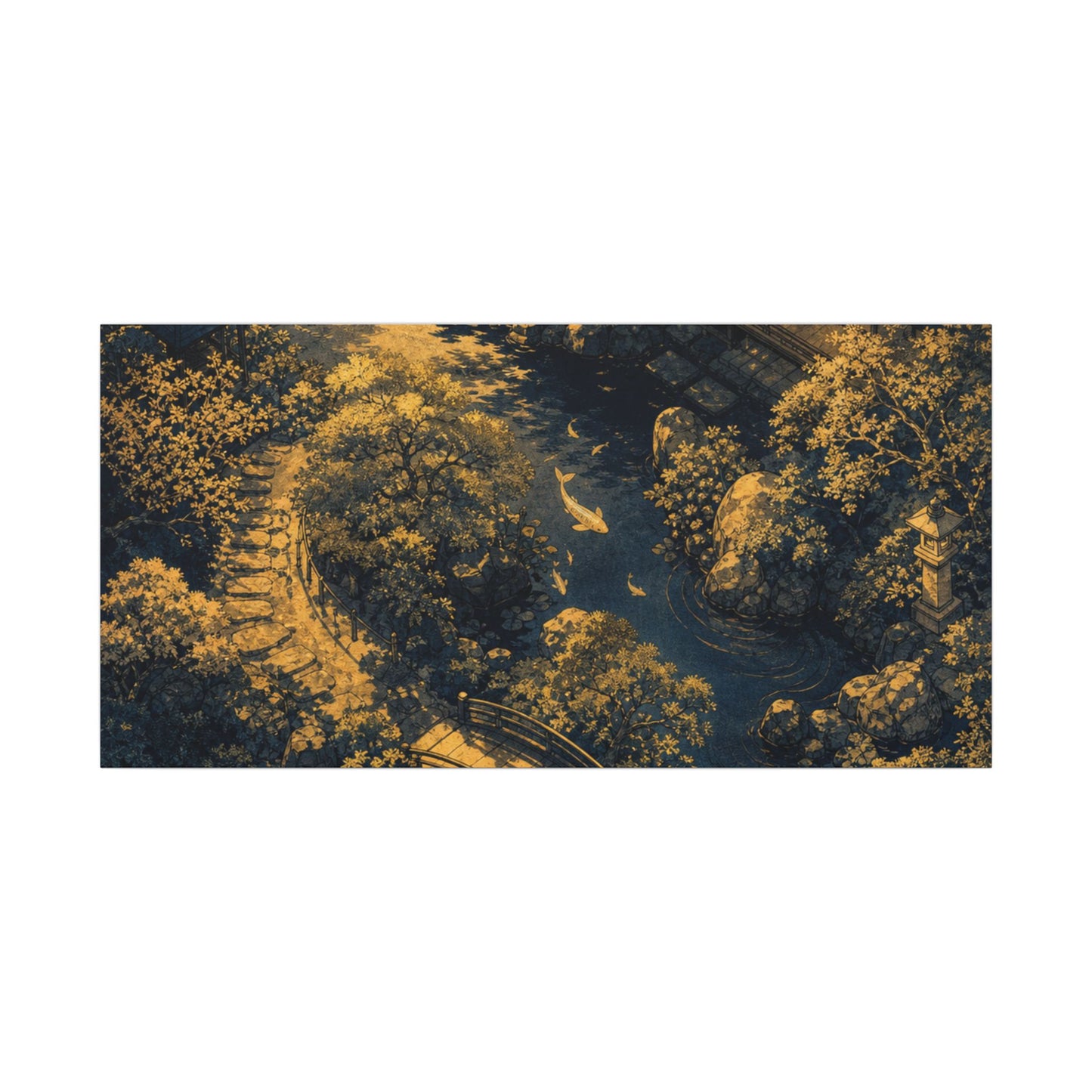 Contemplative Moonlit Garden Canvas Art - Ukiyo E Inspired Zen