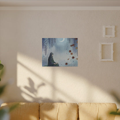 Zen Wisteria in Moonlight | Ukiyo E Inspired Canvas Art
