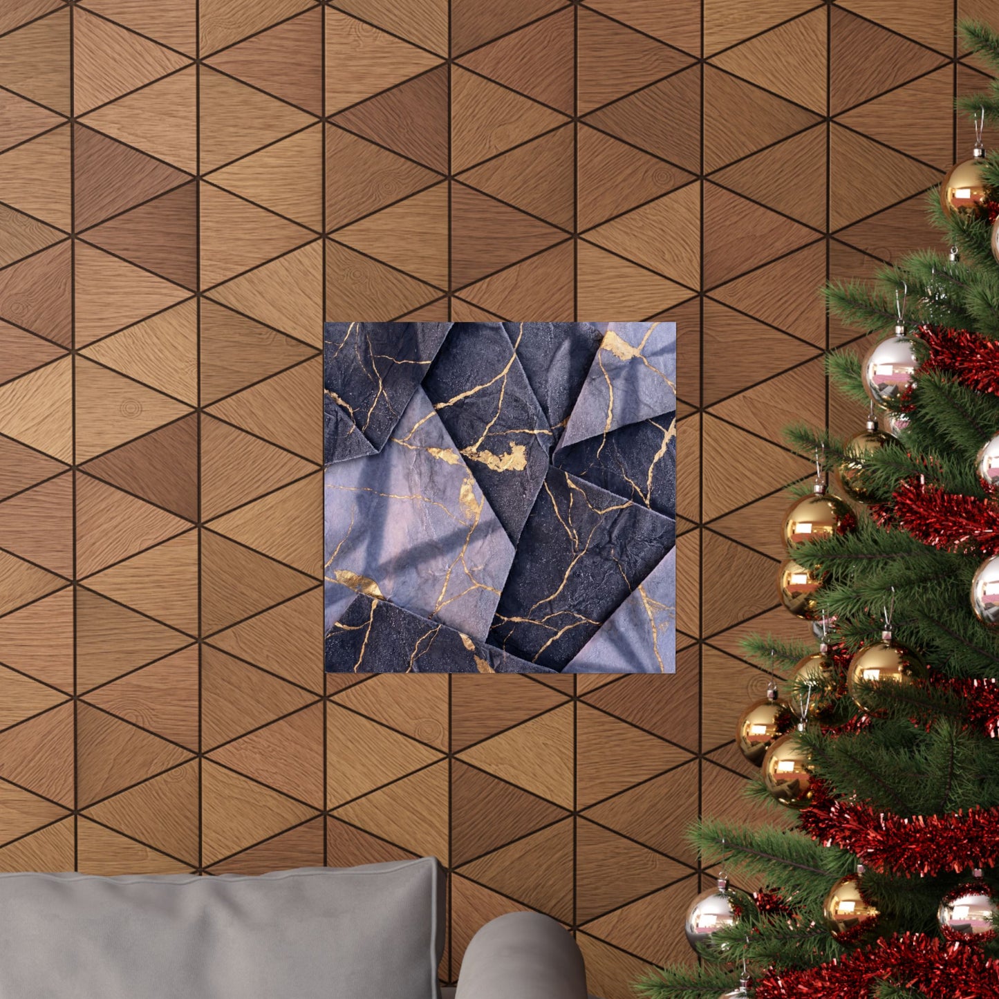 Artful Paper Fold Wall Art Print - Gold Vein Kintsugi
