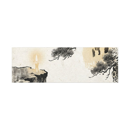 Japandi Pine Tree in Candlelight | Japanese Pattern Canvas Art