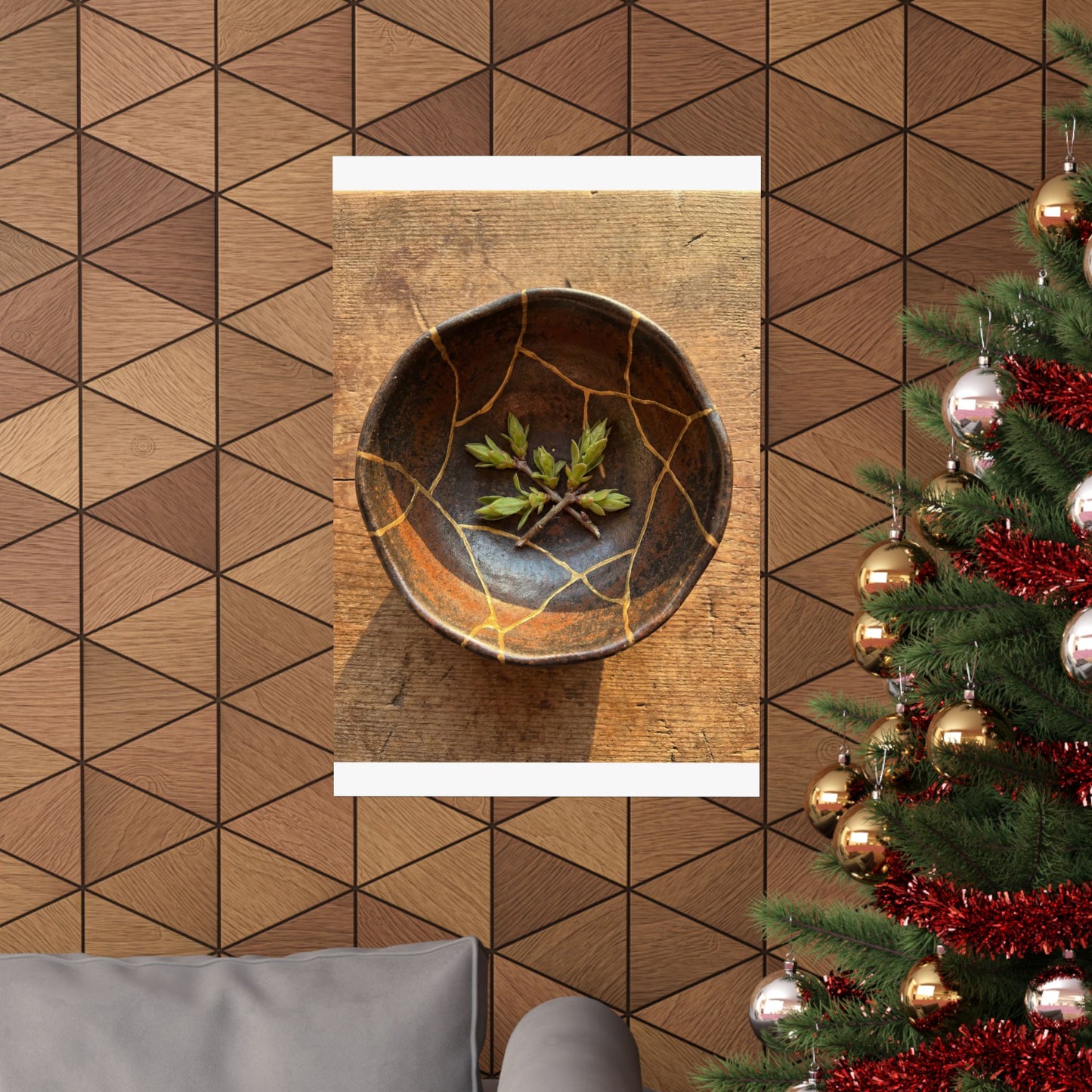 Golden Hour Ceramic Bowl Wall Art Print - Kintsugi Datsuzoku