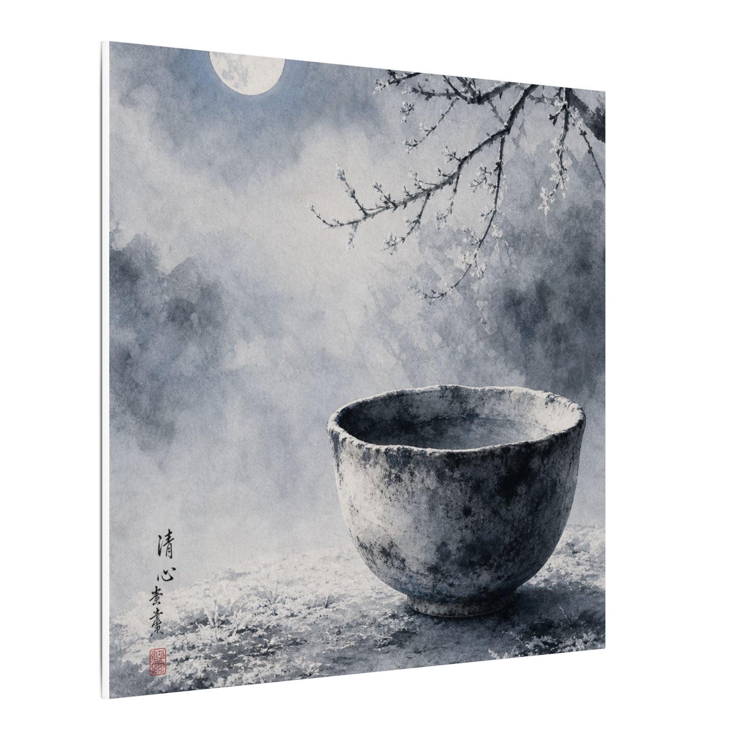 Seijaku Ceramic Bowl Canvas Art - Zen Sumi E