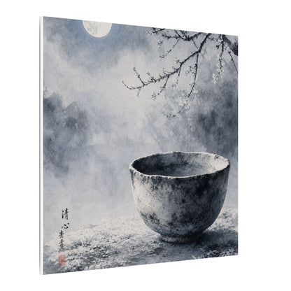 Seijaku Ceramic Bowl Canvas Art - Zen Sumi E