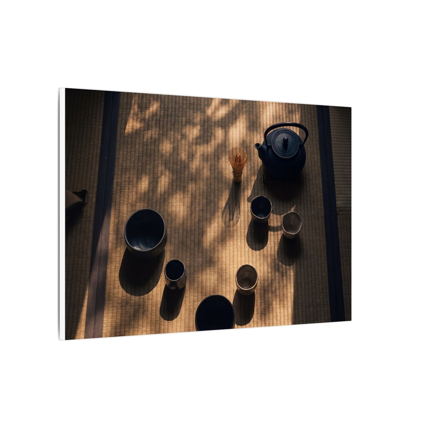 Shibui Tea Ceremony Canvas Art - Dark Japandi Shadow Zen