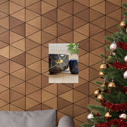Kintsugi Tea Ceremony in Dawn | Crackle Gold Wall Art Print