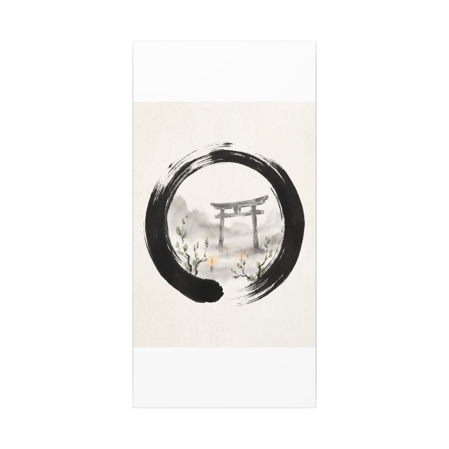 Spring Torii Gate Enso Canvas Art | Tranquil Decor