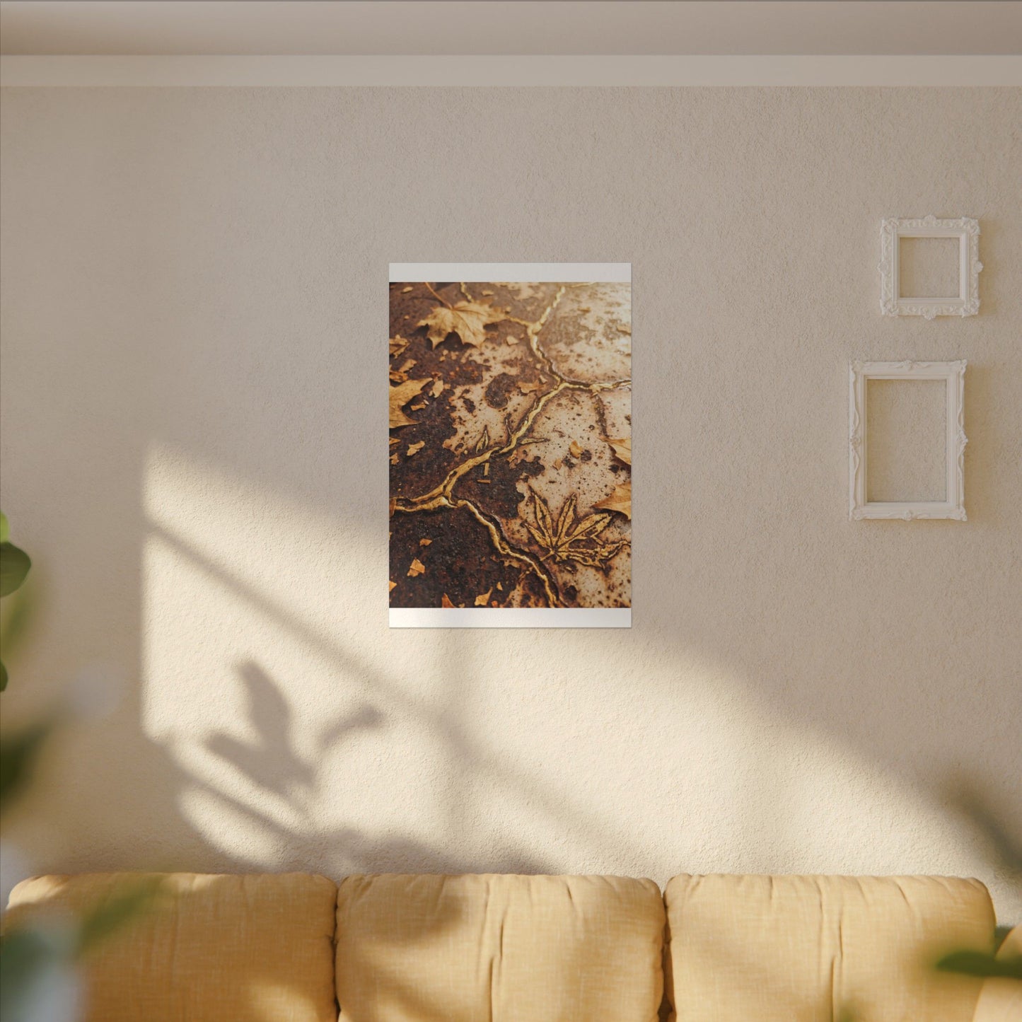 Kintsugi Rust Patina in Golden Hour | Gold Vein Canvas Art