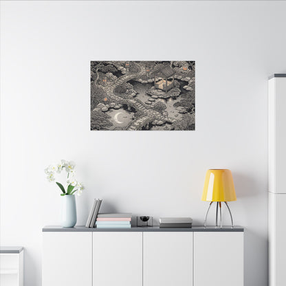 Moonlit Garden Ukiyo E Inspired Canvas Art | Serene Zen Art