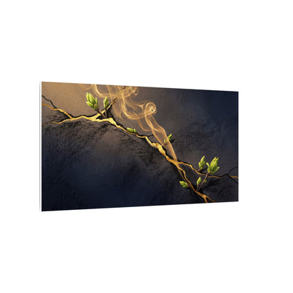 Spring Incense Smoke Gold Vein Canvas Art | Healing Decor