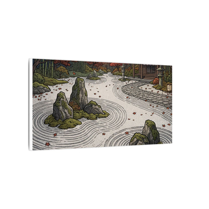 Autumn Rock Garden Ukiyo E Inspired Canvas Art | Peaceful Decor