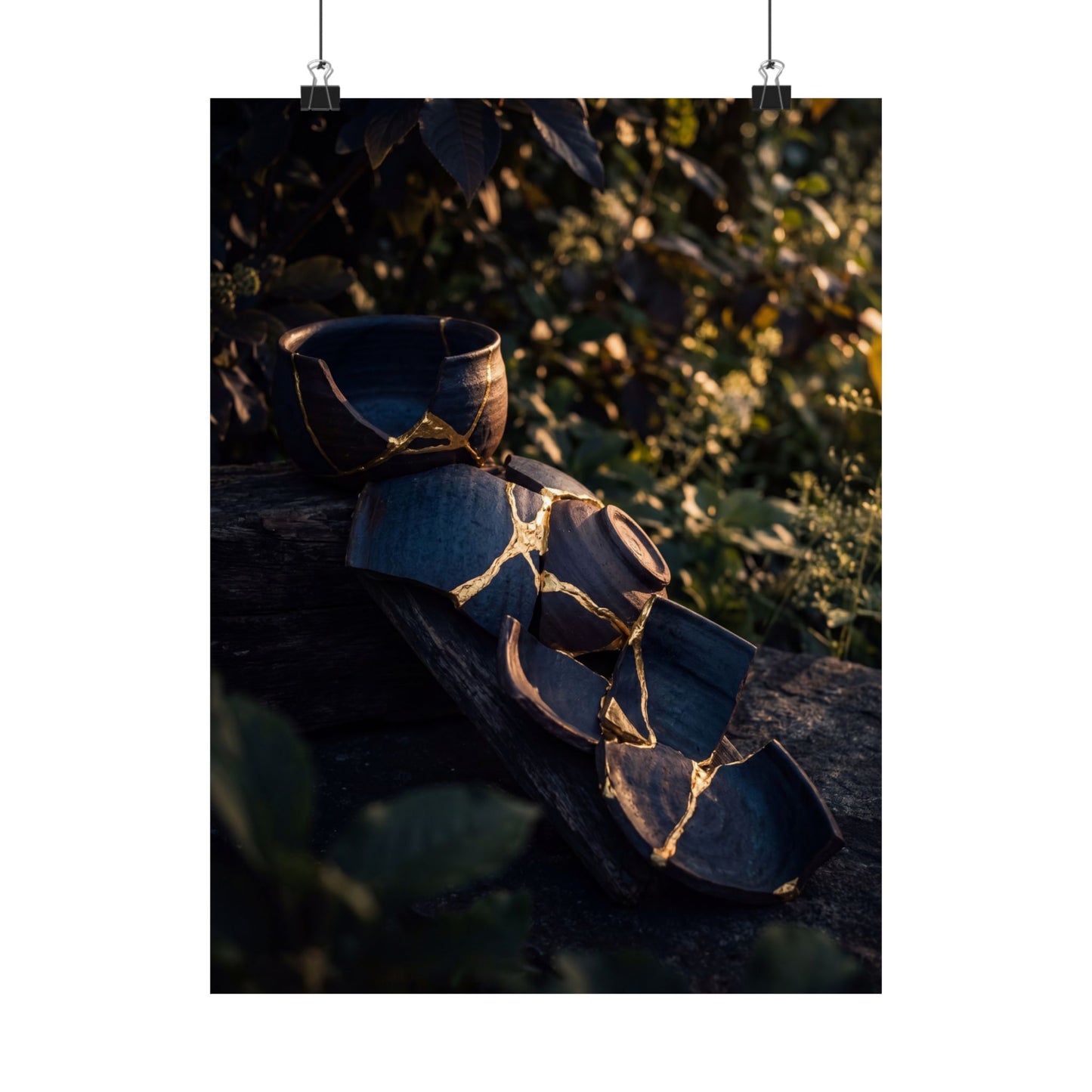 Mono No Aware Broken Pottery Wall Art Print - Dark Japandi Shadow Zen