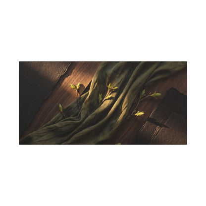 Silk Drape Canvas Art | Spring Dark Japandi Dark Texture Art
