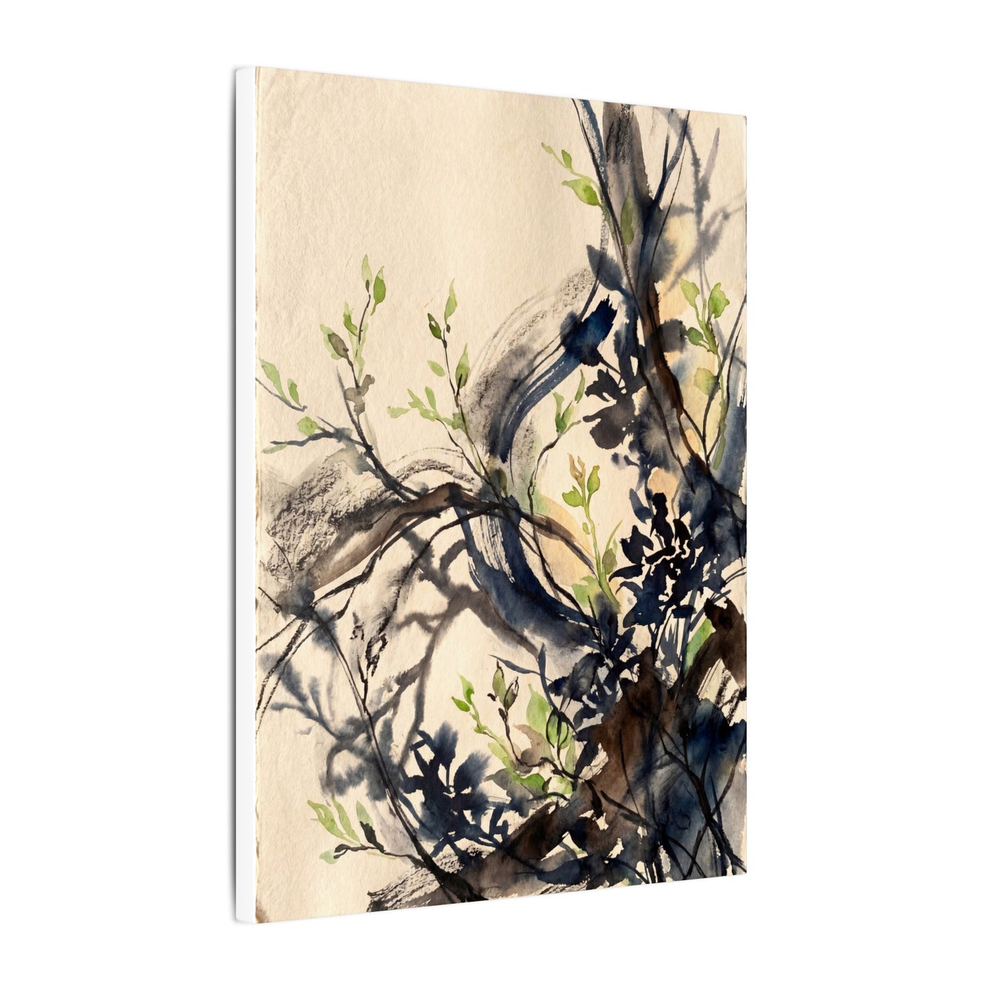 Ma Shadow Play Canvas Art - Dark Japandi Charcoal Ink