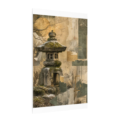 Elegant Stone Lantern Canvas Art - Texture Japandi