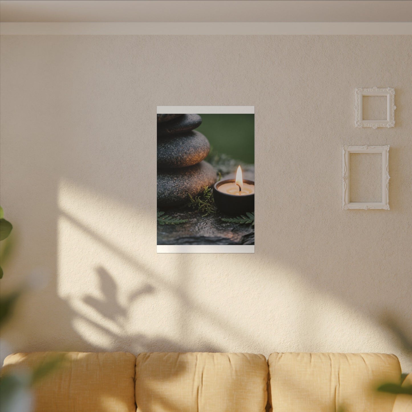 Warm River Stones Canvas Art - Japanese Pattern Japandi