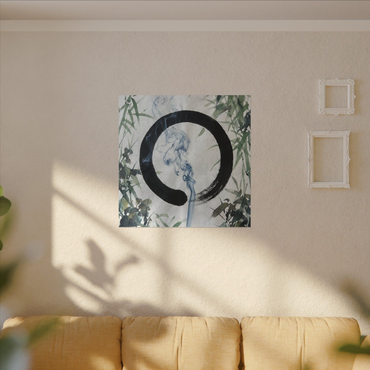 Zen Incense Smoke in Moonlight | Enso Canvas Art
