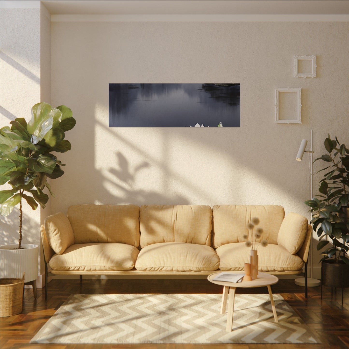 Lotus Flower Karesansui Canvas Art | Tranquil Zen Art