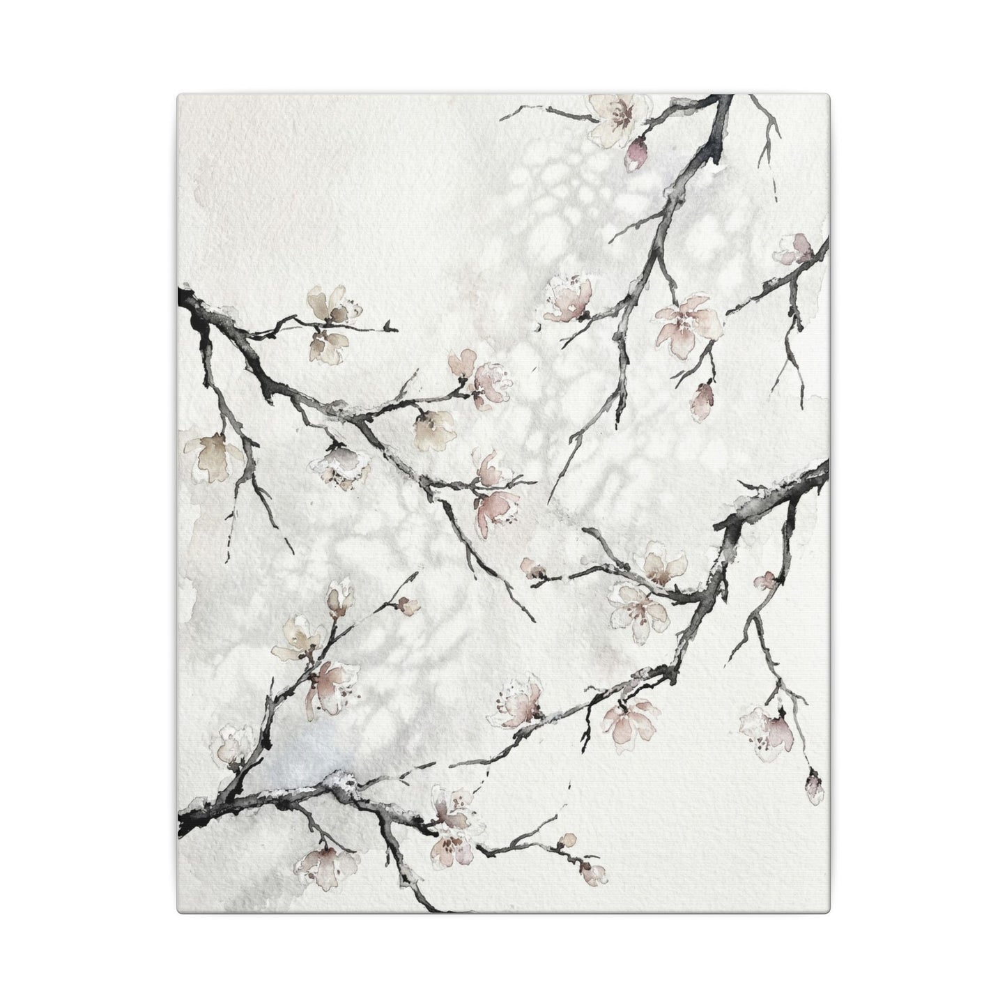 Cherry Blossom Canvas Art | Winter Japandi Watercolor Art