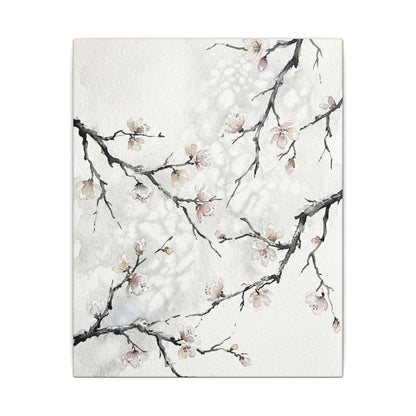 Cherry Blossom Canvas Art | Winter Japandi Watercolor Art