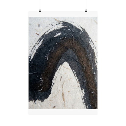 Ink Brushstroke Moody Minimal Wall Art Print | Atmospheric Dark Japandi Art