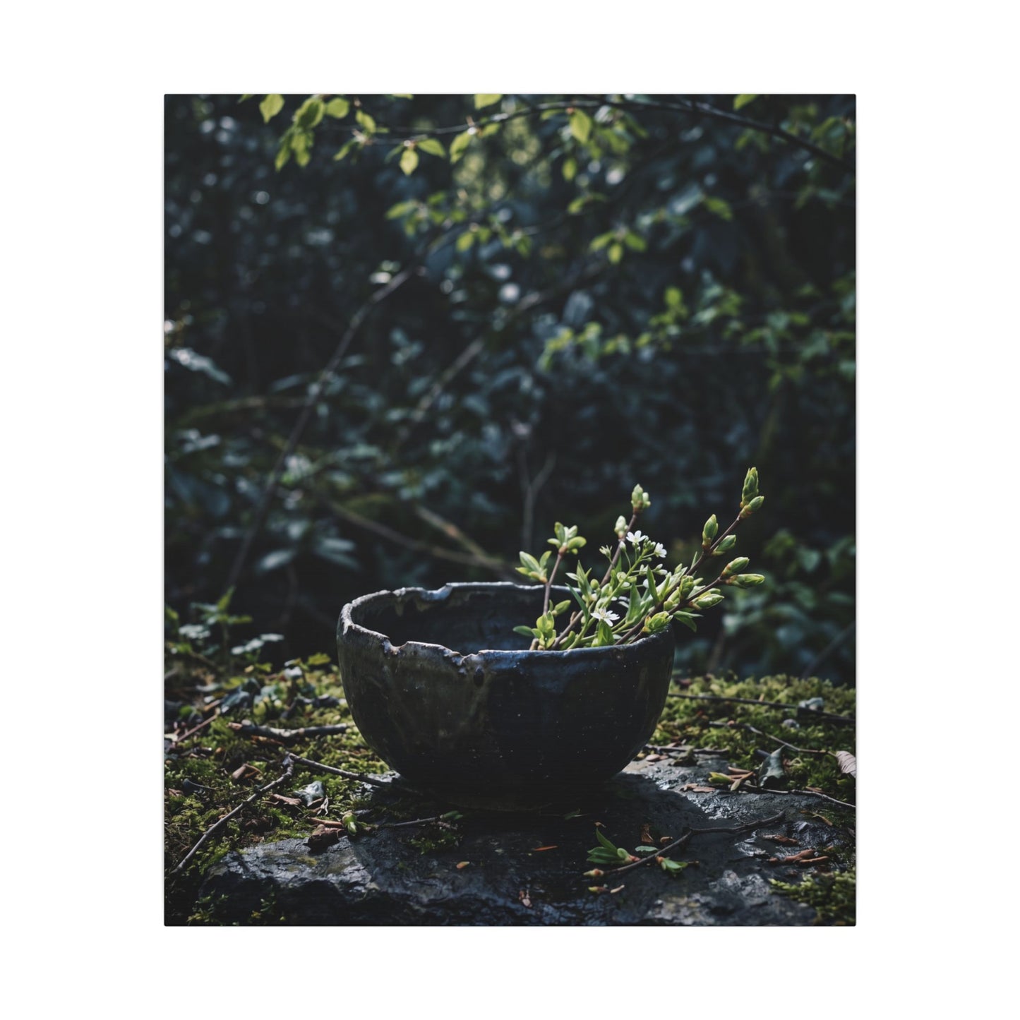 Dappled Ceramic Bowl Canvas Art - Dark Japandi Datsuzoku