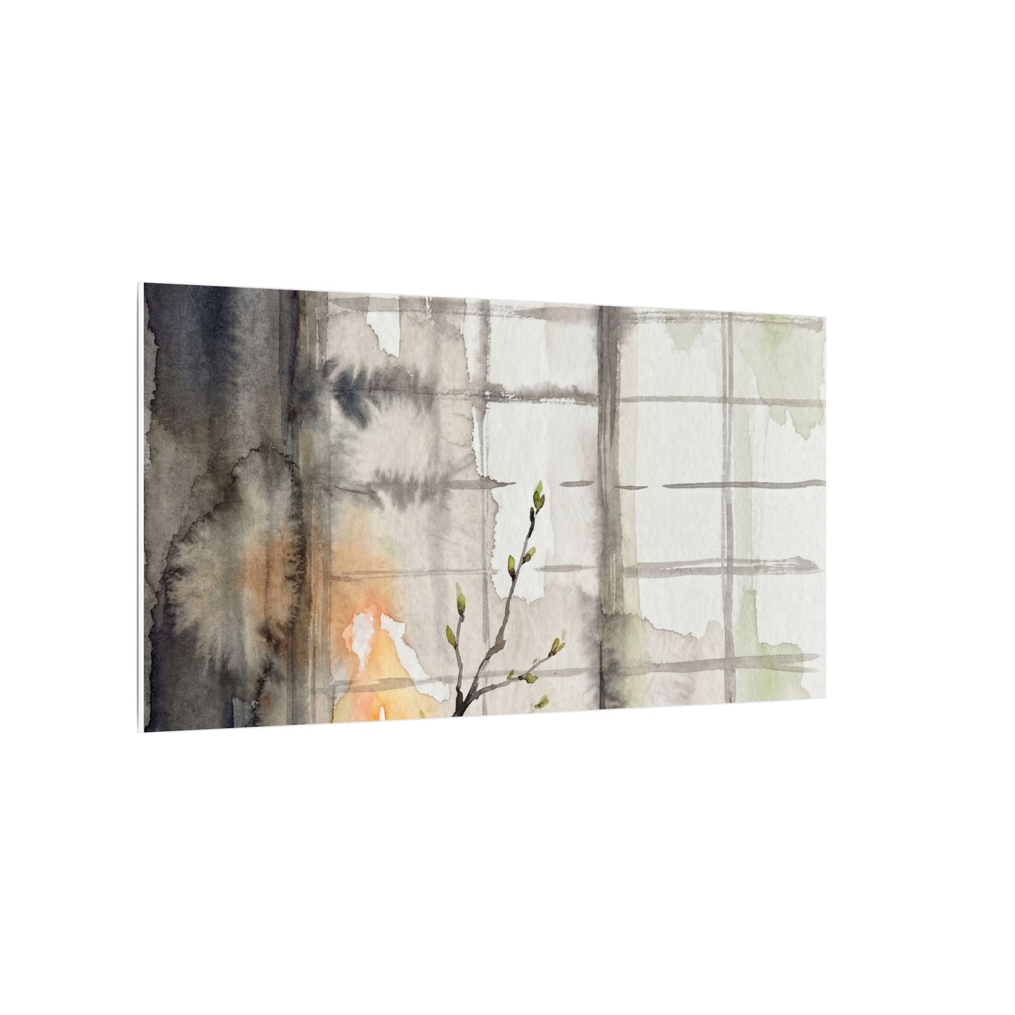 Shoji Screen Canvas Art | Spring Japandi Watercolor Art