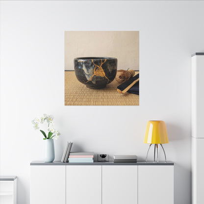 Kanso Tea Ceremony Canvas Art - Kintsugi Gold Vein