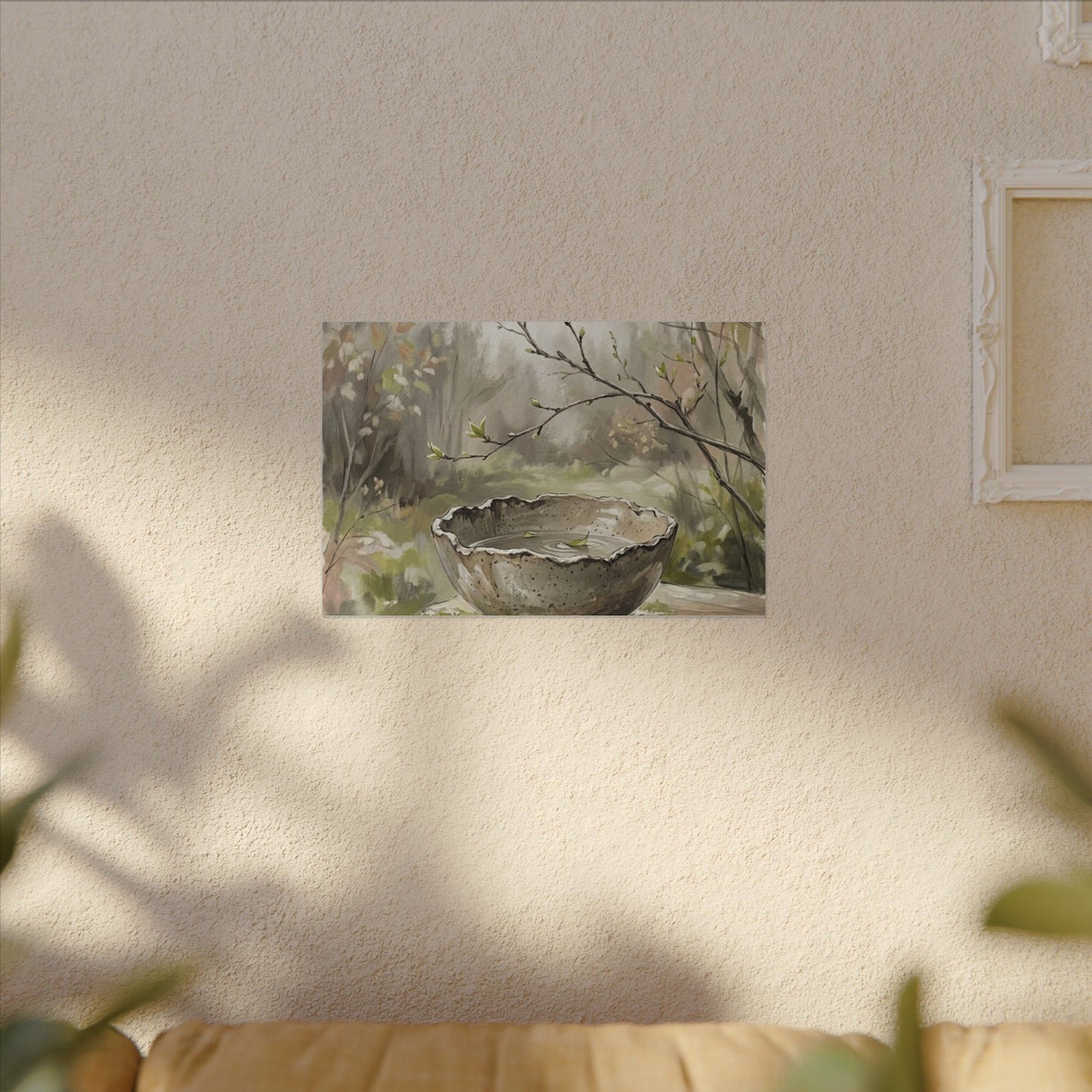 Japandi Ceramic Bowl in Overcast | Minimal Line Canvas Art