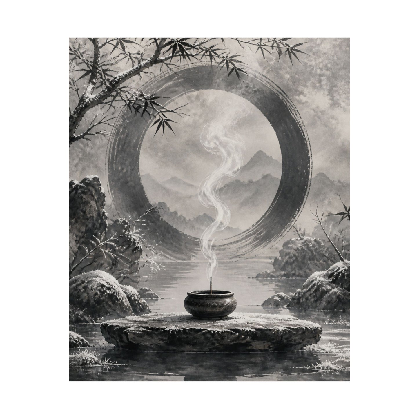 Dappled Incense Smoke Wall Art Print - Zen Seijaku