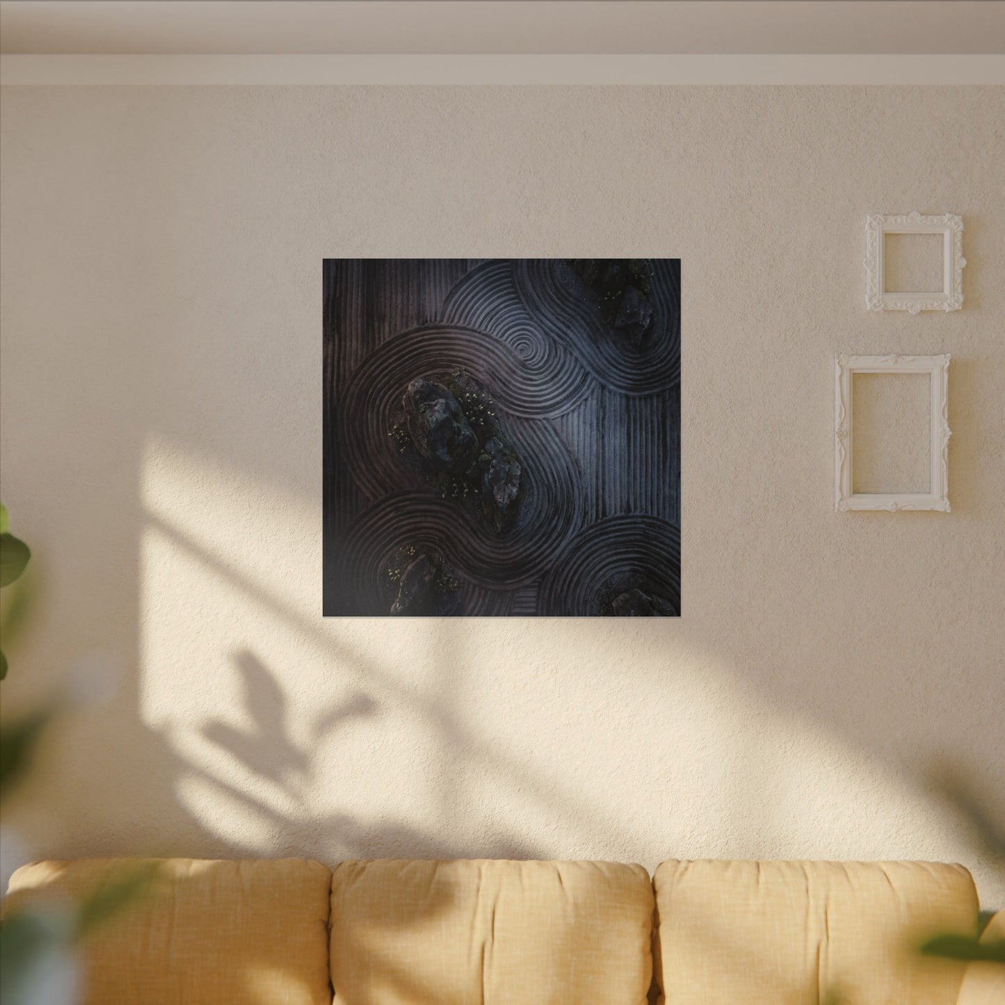 Spring Rock Garden Charcoal Ink Canvas Art | Bold Decor