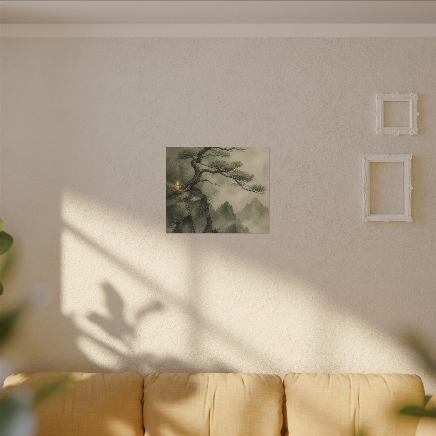 Candlelight Pine Tree Canvas Art - Japandi Kanso