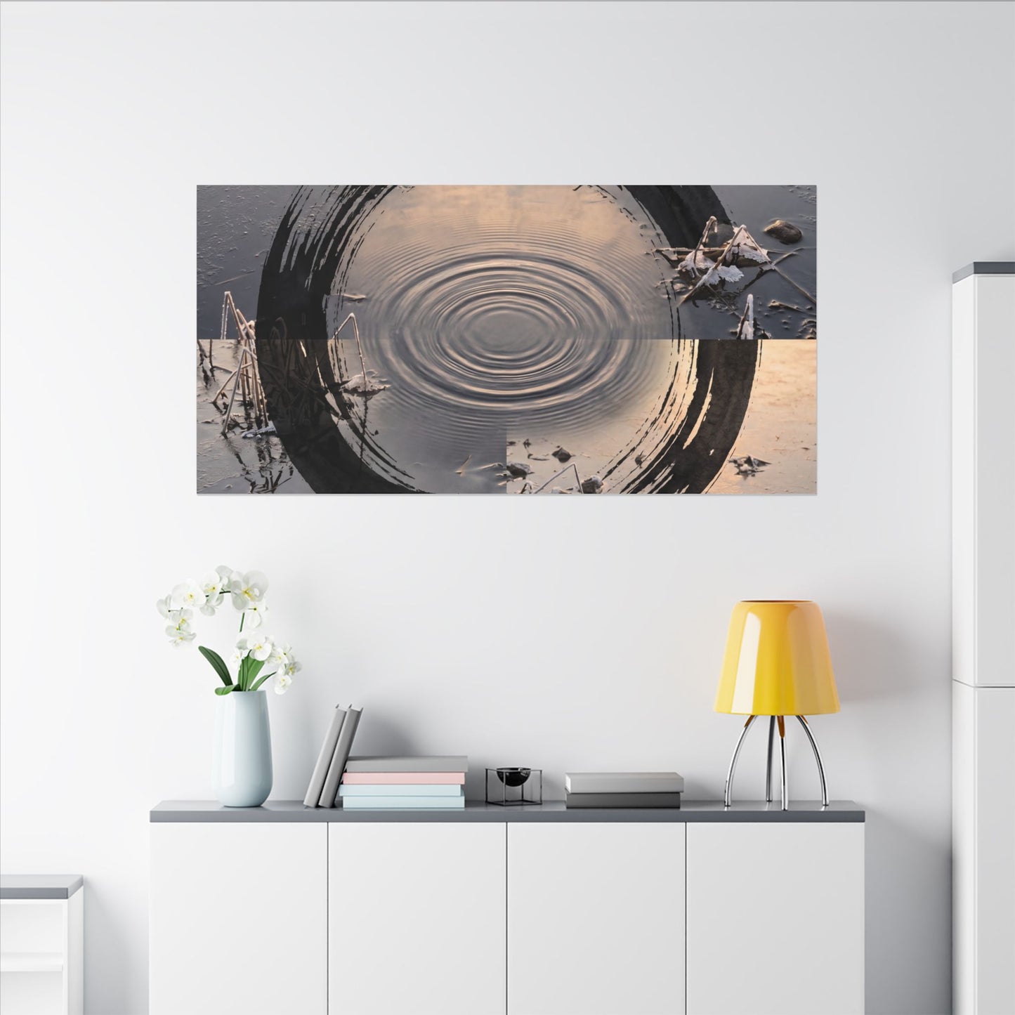 Winter Water Ripple Enso Canvas Art | Tranquil Decor