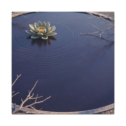 Lotus Flower Canvas Art | Winter Zen Karesansui Art