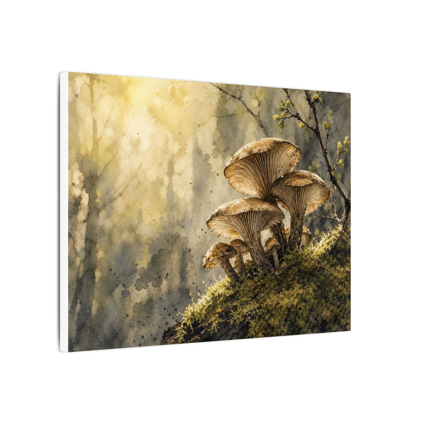 Wild Mushrooms Canvas Art | Spring Japandi Watercolor Art