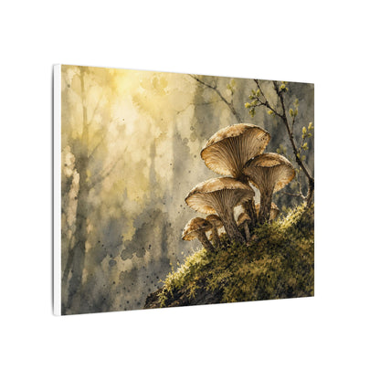 Wild Mushrooms Canvas Art | Spring Japandi Watercolor Art