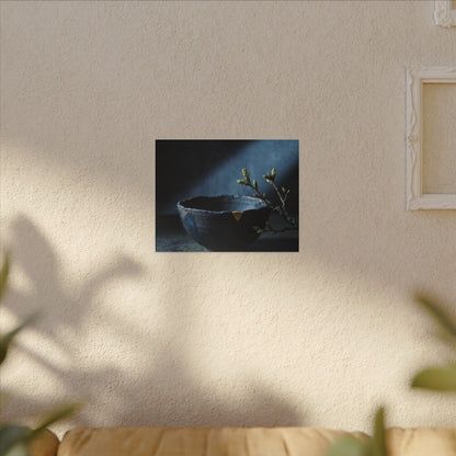 Ceramic Bowl Shadow Zen Canvas Art | Sophisticated Dark Japandi Art
