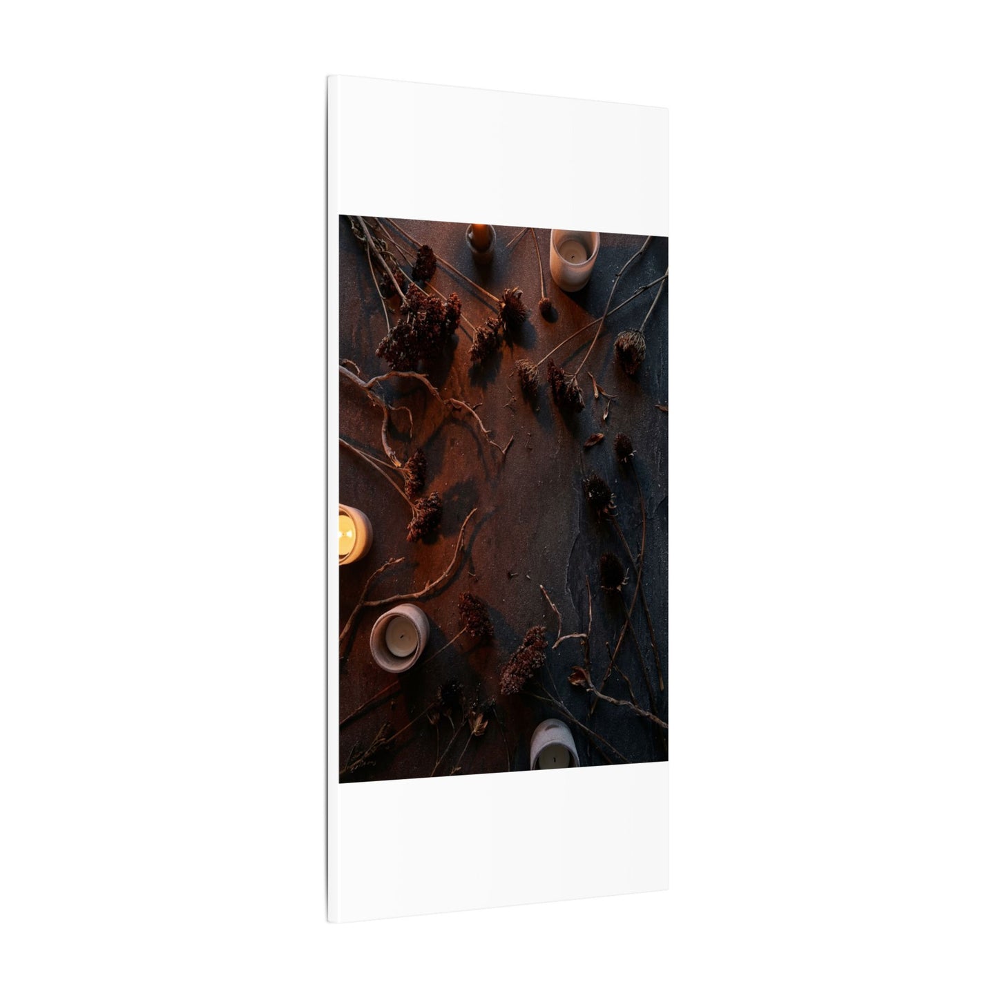 Dried Flowers Canvas Art | Winter Dark Japandi Moody Minimal Art