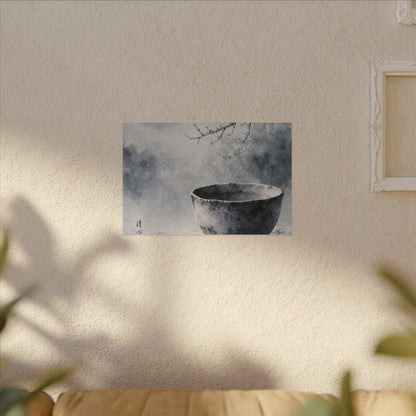 Seijaku Ceramic Bowl Canvas Art - Zen Sumi E