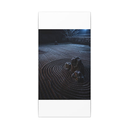 Moonlight Rock Garden Canvas Art - Dark Japandi Seijaku