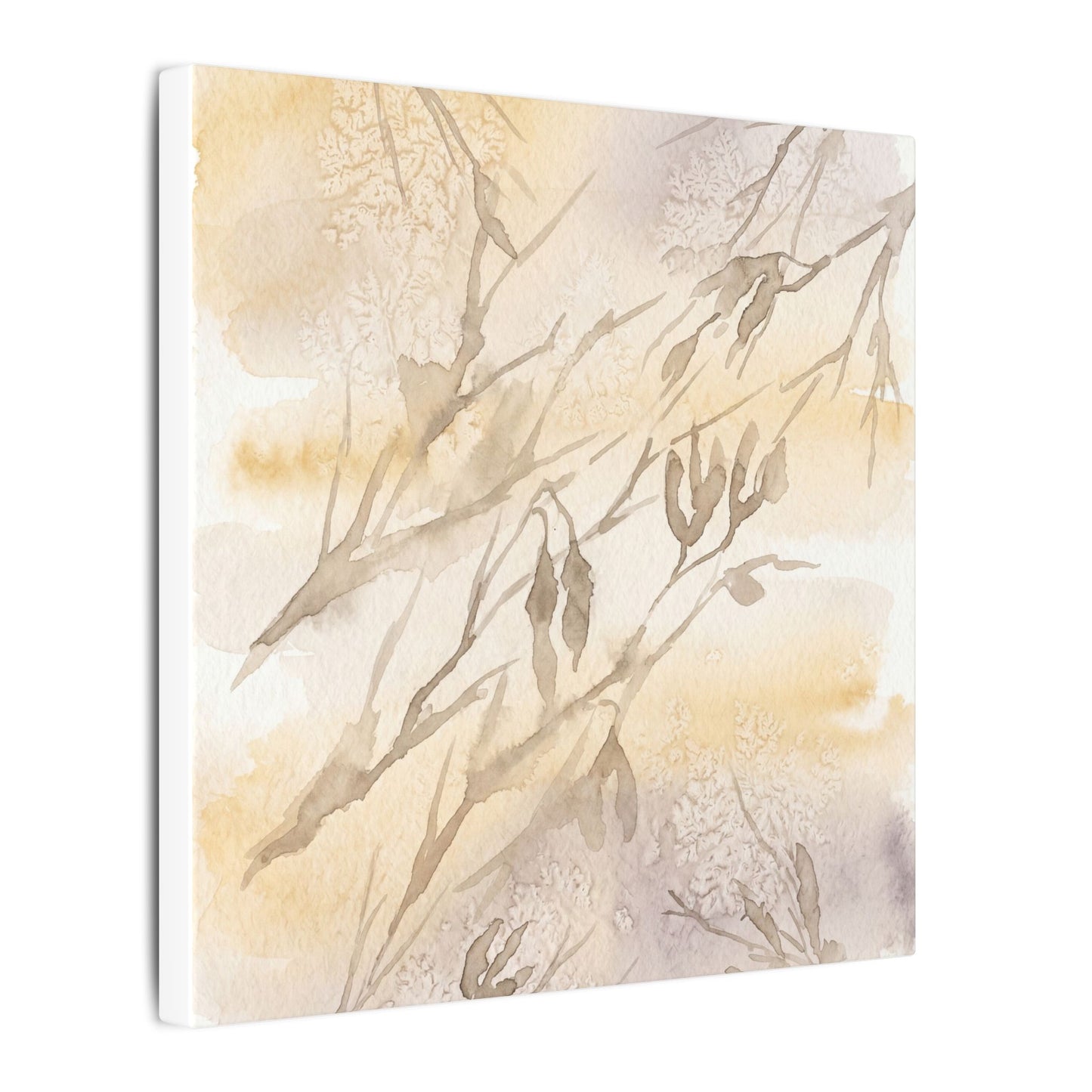 Shadow Play Winter Canvas Art | Japandi Warm Design