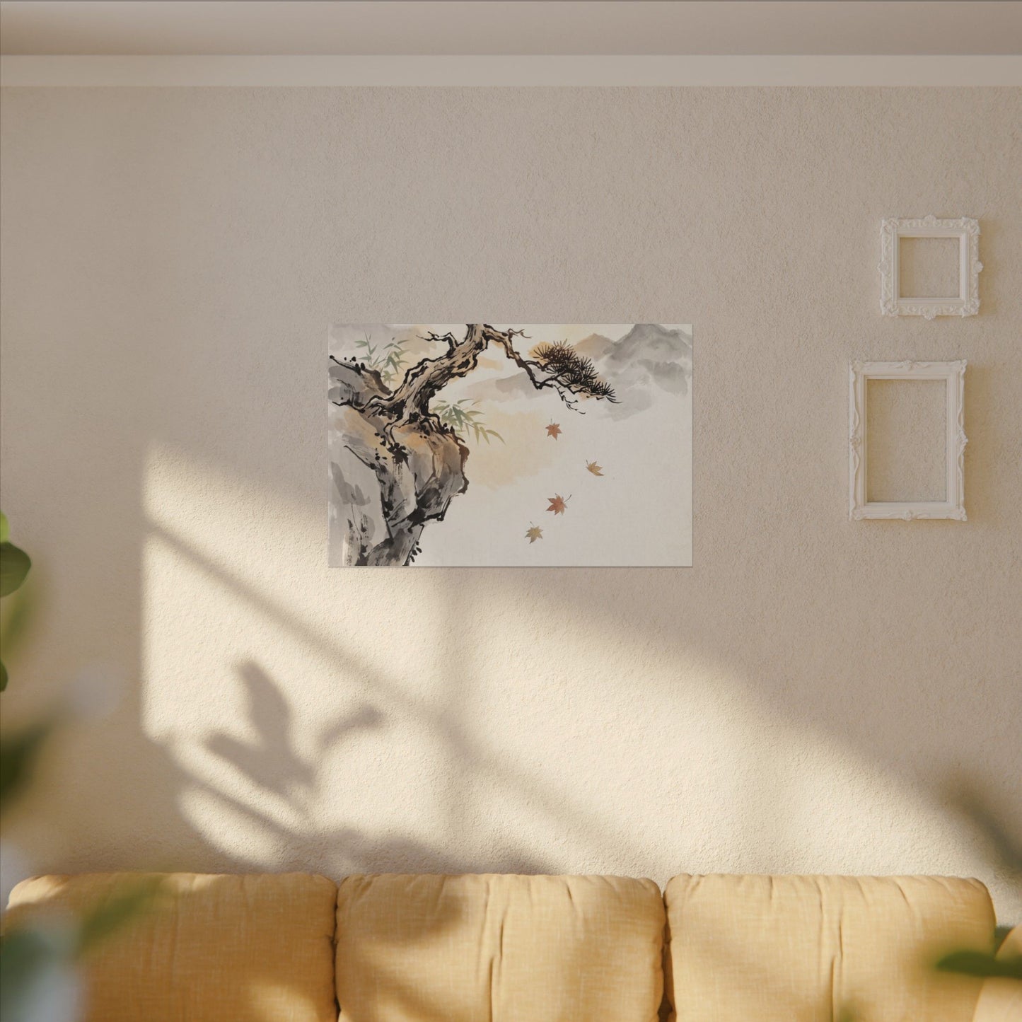 Peaceful Pine Tree Canvas Art - Sumi E Zen