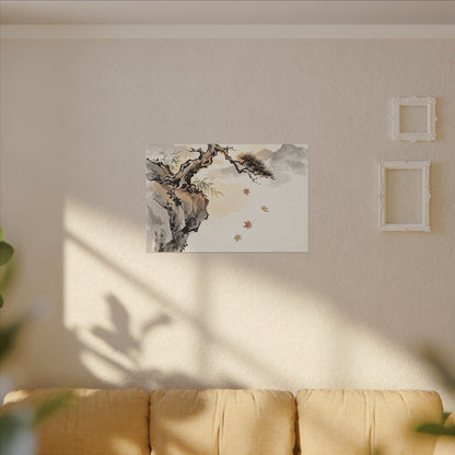 Peaceful Pine Tree Canvas Art - Sumi E Zen