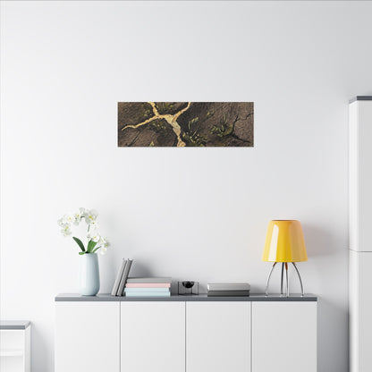 Spring Cracked Earth Charcoal Ink Canvas Art | Luxurious Decor