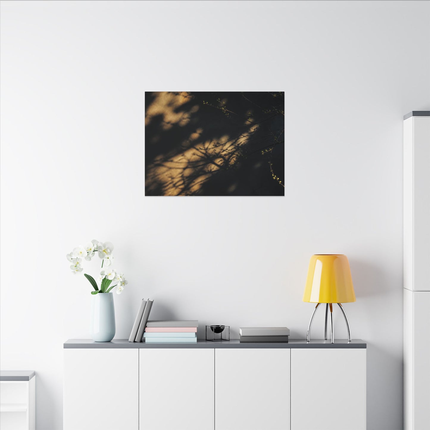 Moody Shadow Play Canvas Art - Moody Minimal Dark Japandi